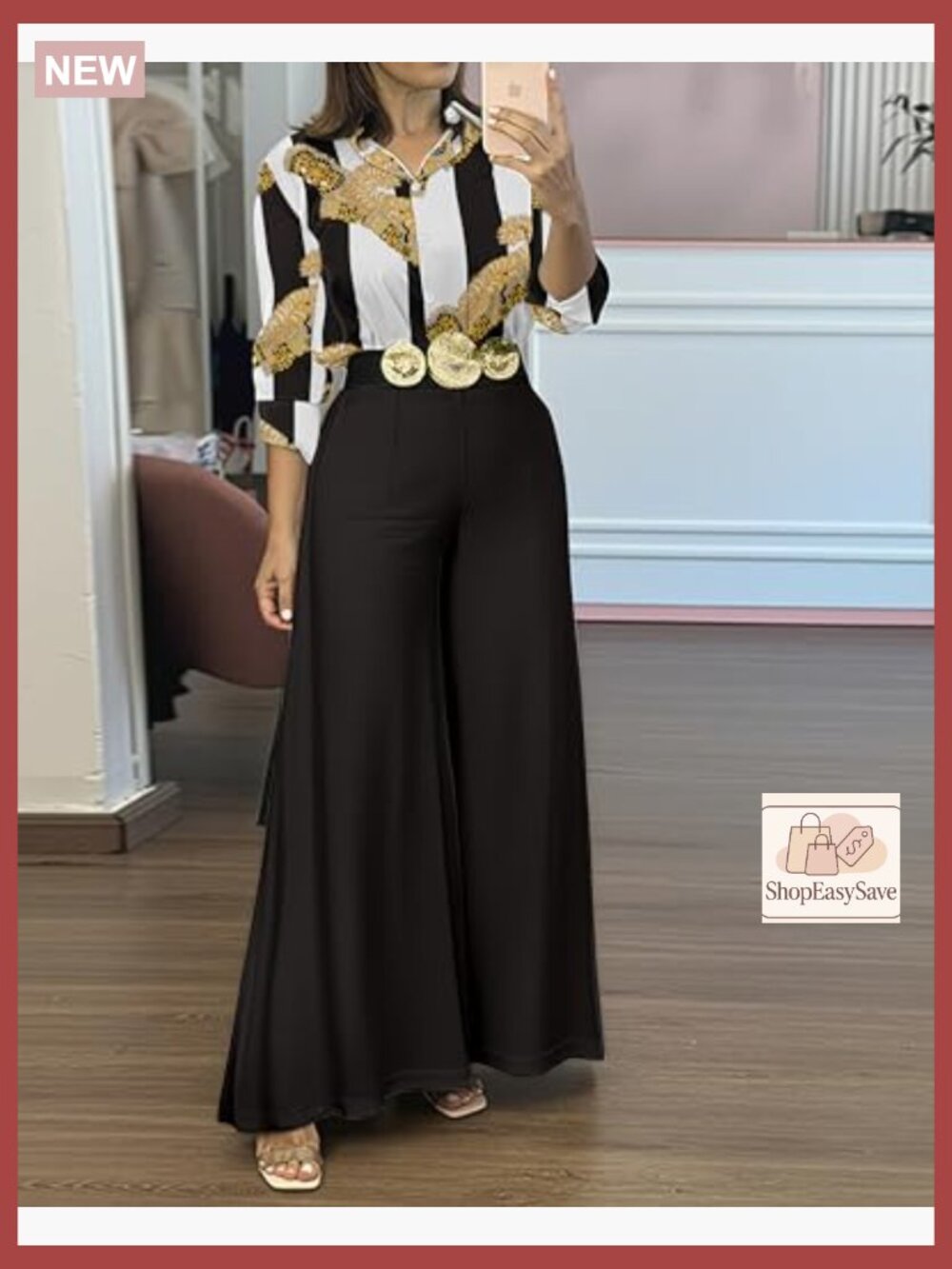 Satin 2 Piece Set Floral Wide Leg Pants Long Sleeve Top Y2K Chic Elegant - Picture 4 of 7
